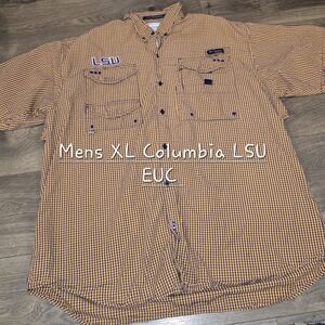 Columbia Men's Orange Plaid Casual Shirt